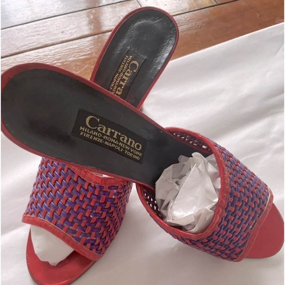 Carrano Sandals Red & Purple Woman's 37 1/2 (6) Made In Italy.